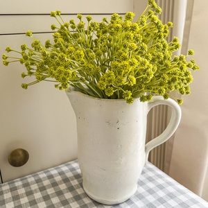 ✨One of a kind✨handmade pottery pitcher with good quality faux green florals